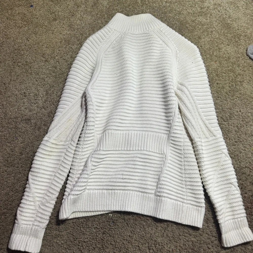 FLAWED GAP Womens Cream Cable‎ Knit Full Zip Mock Neck Cardigan Sweater White